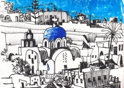 Santorini Sketchbook travel journal page