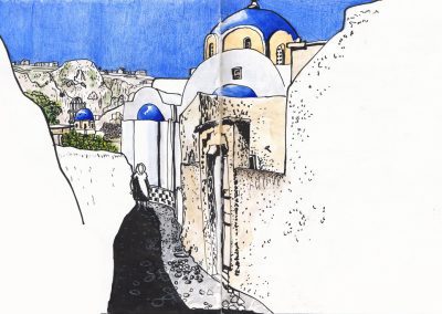 Santorini Greece sketchbook travel journal vacation page