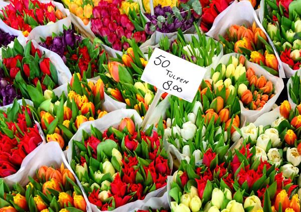Flower bouquets at the market Paris and Amsterdam Art Workshop 